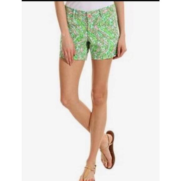 Lilly Pulitzer Size 2 Chomp Chomp Avenue Alligator Shorts Shorely Blue Green - Picture 11 of 11